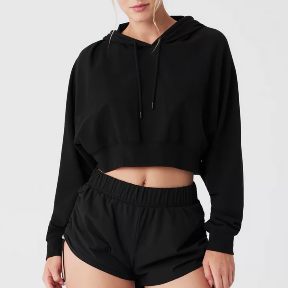 Alo Black Cropped Hoodie